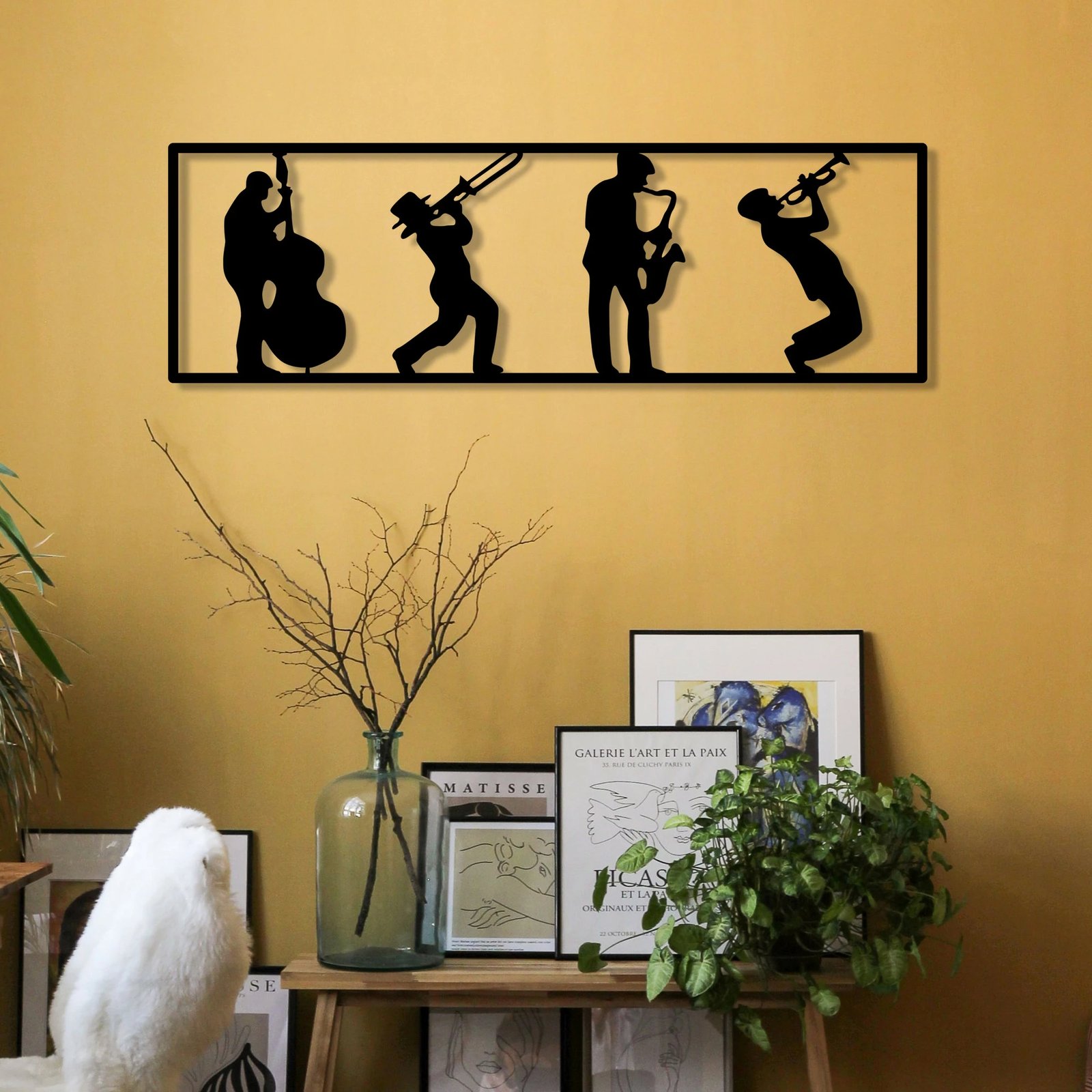 Aksesor dekorativ metalik për mur, Wallity Faraza, ngjyrë e zezë, 68x22cm