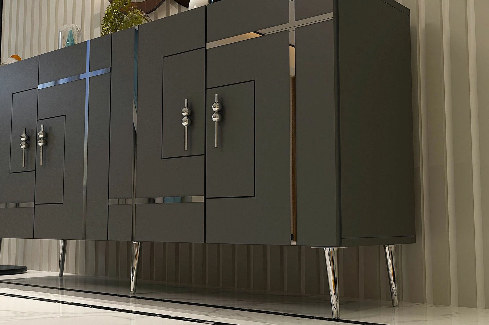 Konsol Skye Decor, Line KB150, antracit, argjend