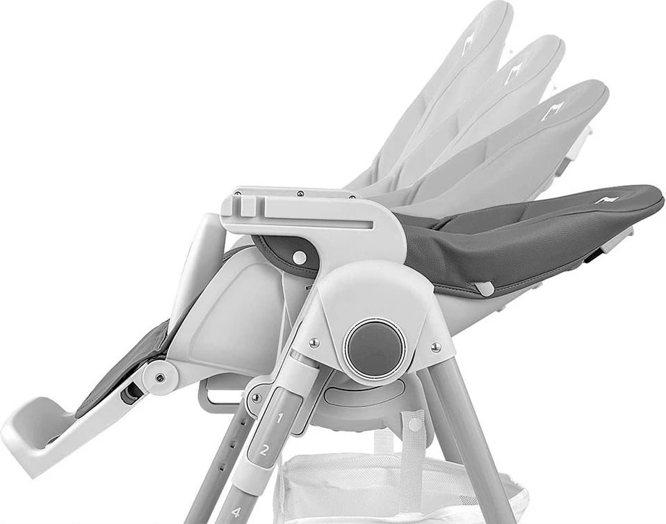 karrige e lartë për fëmijë, Milly Mally Bueno, 7 nivele lartësie, shpinore 5 pozicione, tabaka e heqshme, deri 15 kg, gri