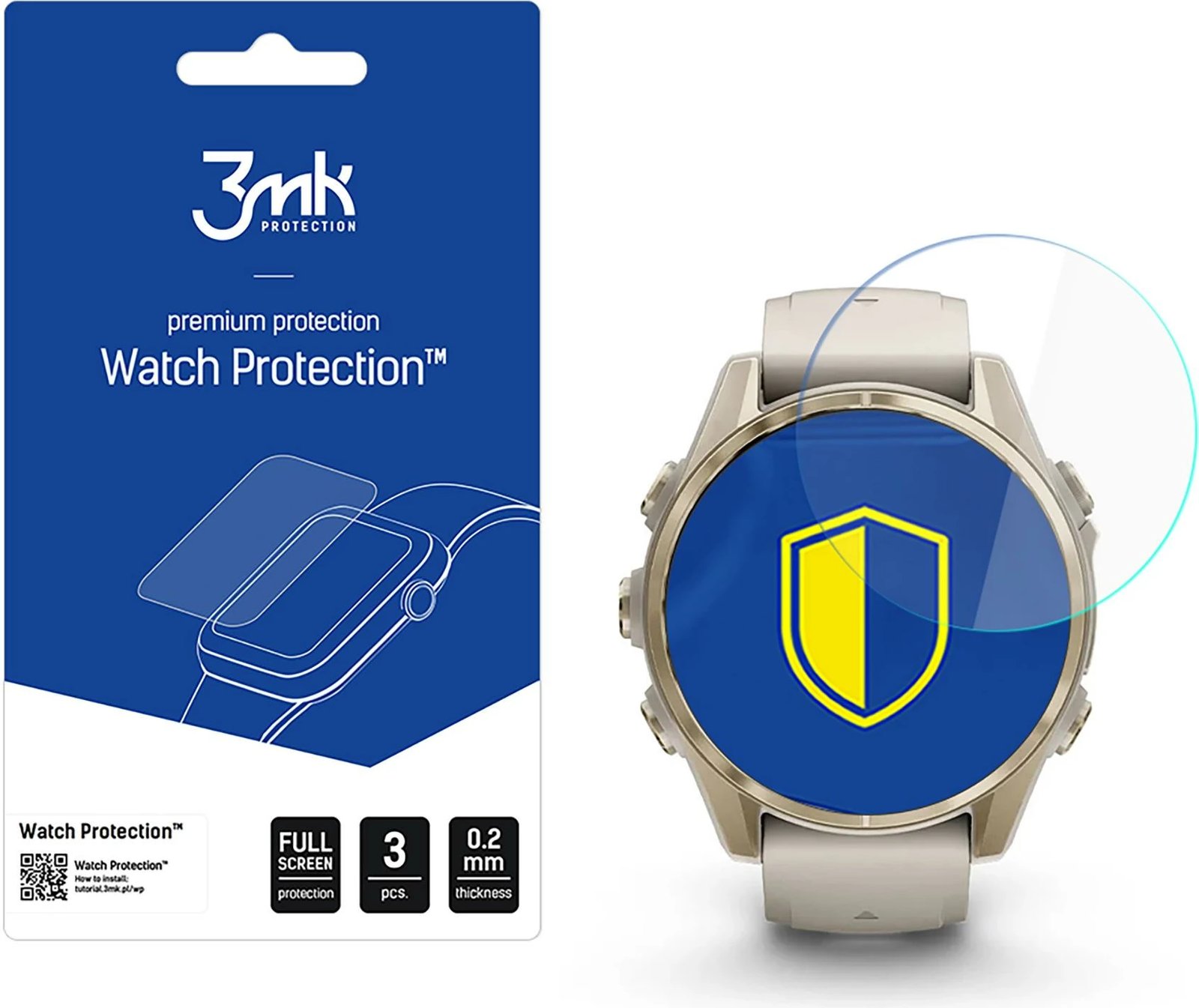 Mbrojtës ekrani hibrid 3mk Protection për Garmin Fenix 8 Amoled 43mm, set prej 3 copë