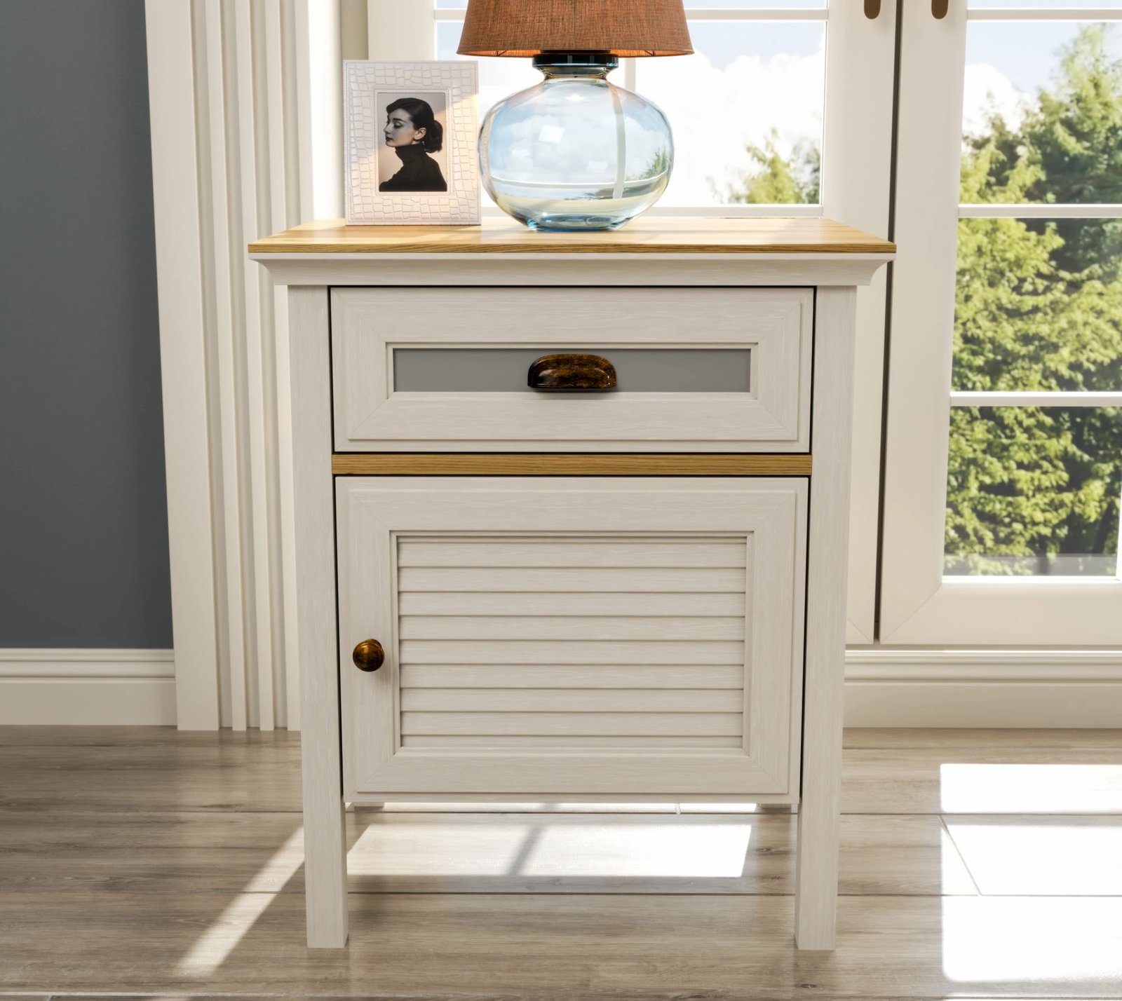 Komodinë nate Skye Decor, FRN-21015, krem, lis, gri