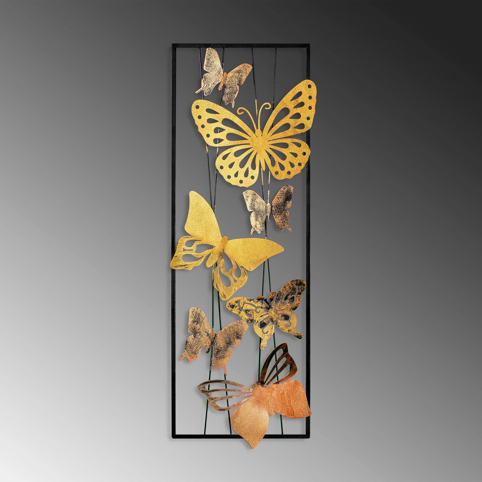 Aksesor dekorativ metalik për mur, flutura, shumëngjyrëshe, Wallity, Kelebek 2