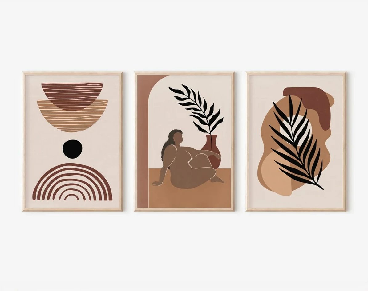 Pikturë dekorative me kornizë (3 copë), Wallity, 3Dartsohoset36