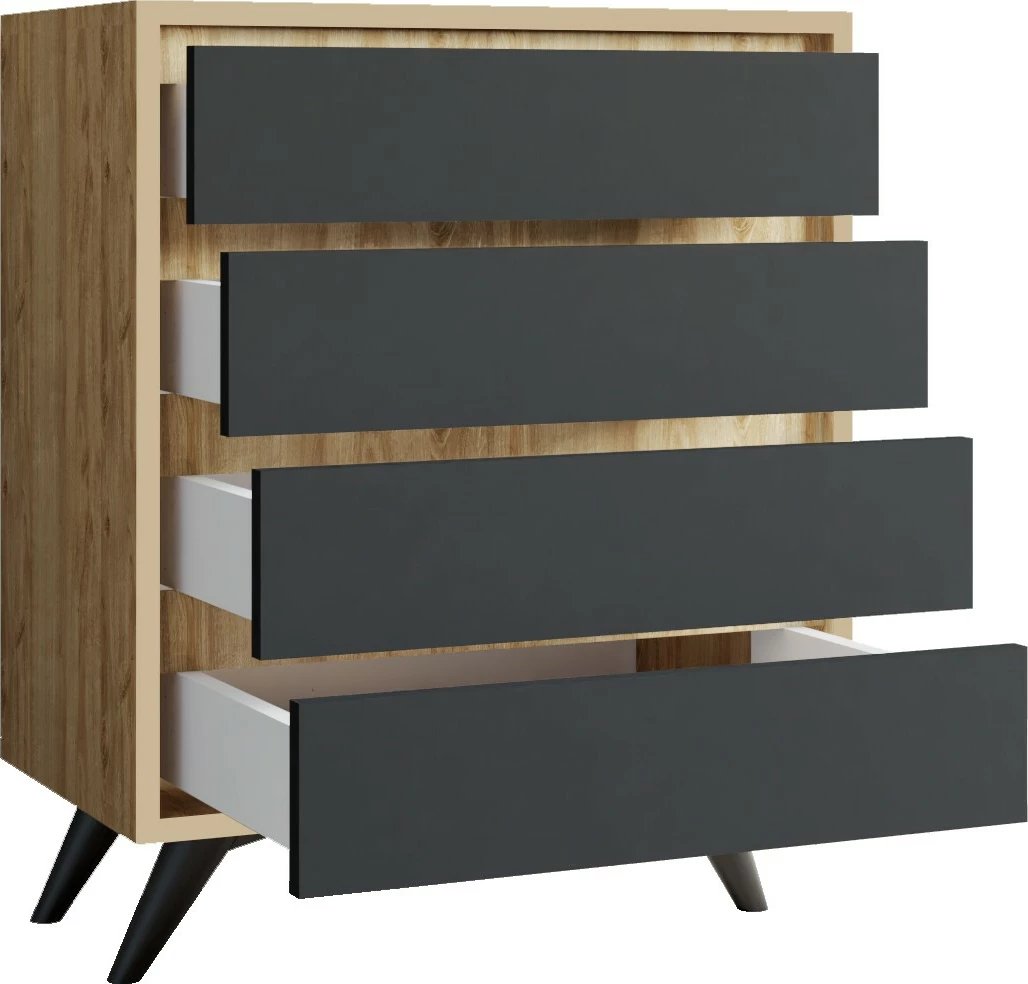 Komodë Hanah Home, Suvera, ngjyrë lis dhe antracit