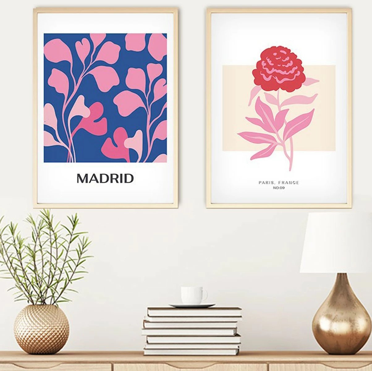 Piktura dekorative me kornizë, MDF, 2 copë, shumëngjyrëshe, Wallity, Huhu175, 70x50cm