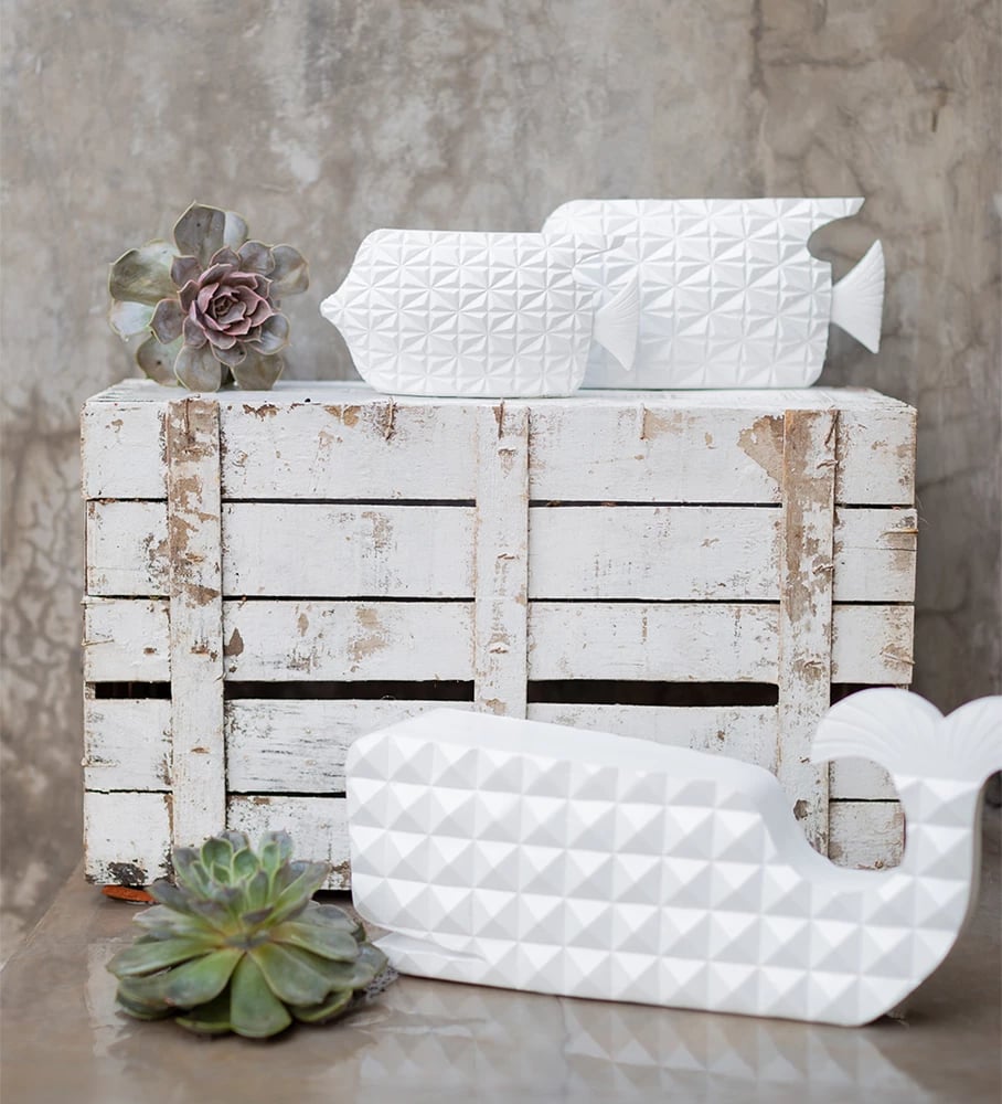 Dekor peshk PISTRIS, polirezine, i bardhë, 40x11x18 cm Dekor peshk PISTRIS, polirezine, i bardhë, 40x11x18 cm