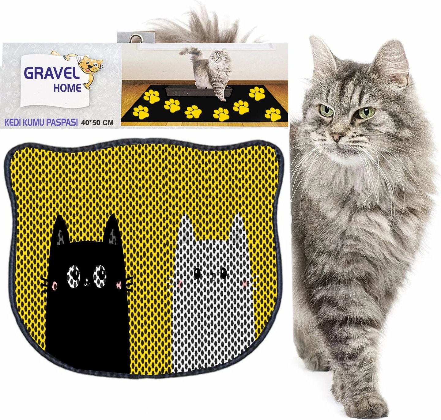 Tapet për rërë mace, shumëngjyrësh, Paws & Whiskers, Kdkafa0193, 40x50cm