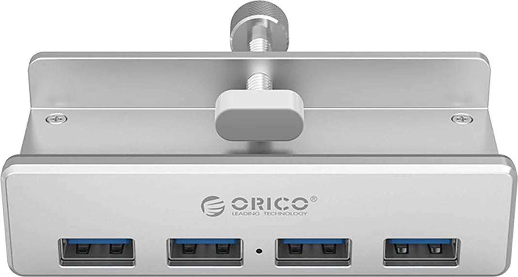 Hub USB Orico MH4PU me kapëse, 4x USB-A 3.0, Argjendtë