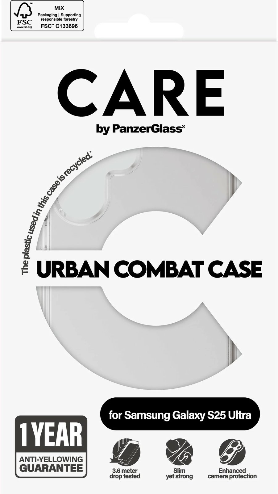 Mbështjellës PanzerGlass CARE Flagship Case Clear për Samsung Galaxy S25 Ultra, transparent