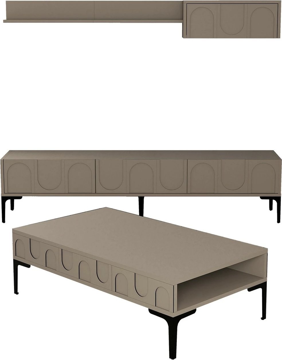 Set mobiljesh për dhomë dite, Skye Decor, Lyon 3 - Atlas, e zezë