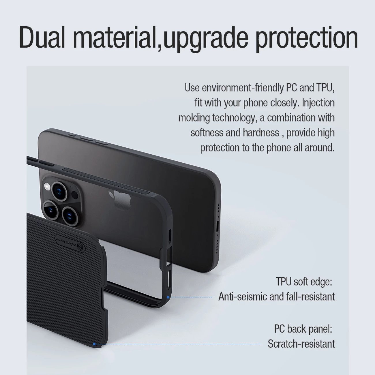 Mbështjellës Nillkin Super Frosted Shield Pro Magnetic për iPhone 15 Pro Max, i zi
