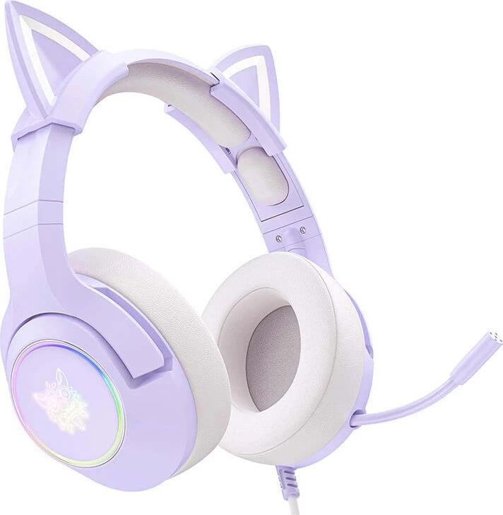 Kufje gaming ONIKUMA K9 me mikrofon, me veshë mace, Purple