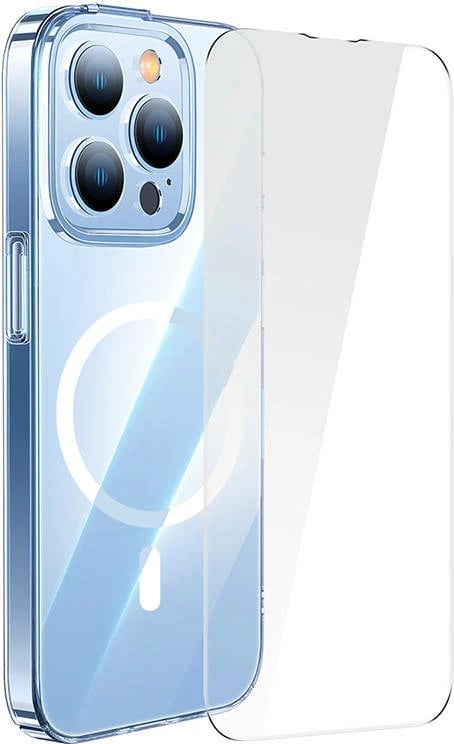 Mbështjellës magnetik Baseus Crystal me xham të temperuar për iPhone 14 Pro Max, transparent