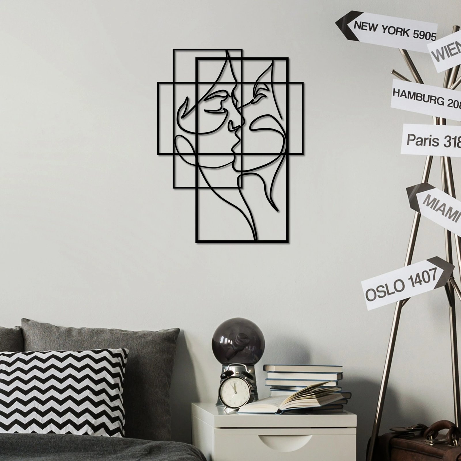 Aksesor dekorativ metalik për mur, Wallity, Love - M