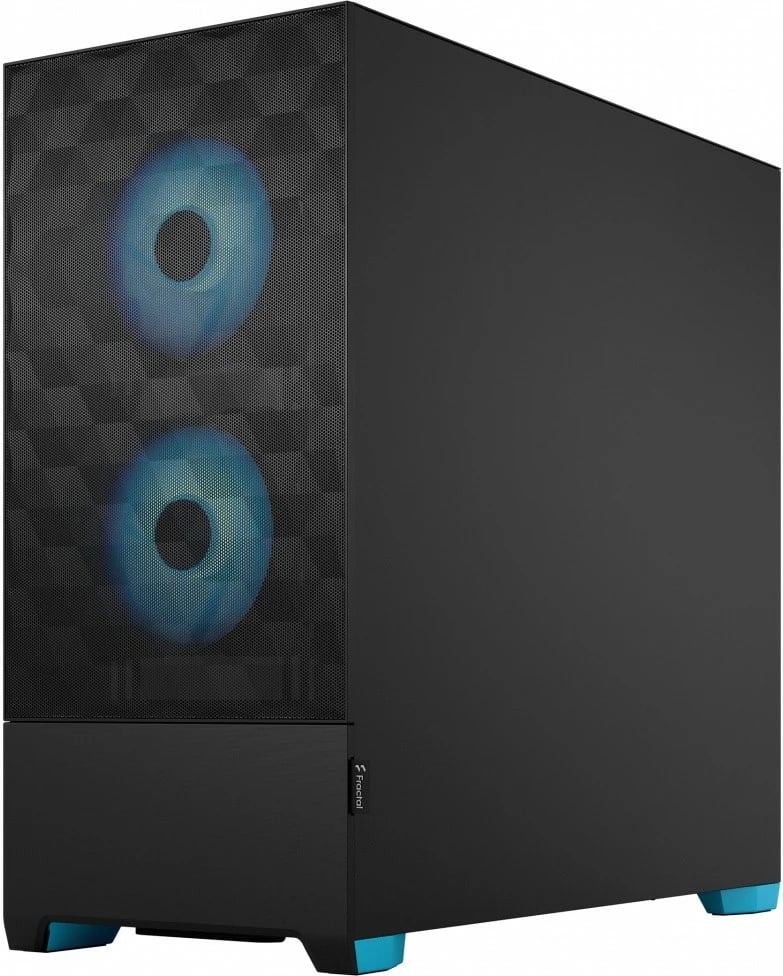 Kasë Fractal Design Pop Air TG Clear Tint RGB Cyan Core, Midi Tower, ATX, Micro ATX, Mini ITX, e zezë/cyan