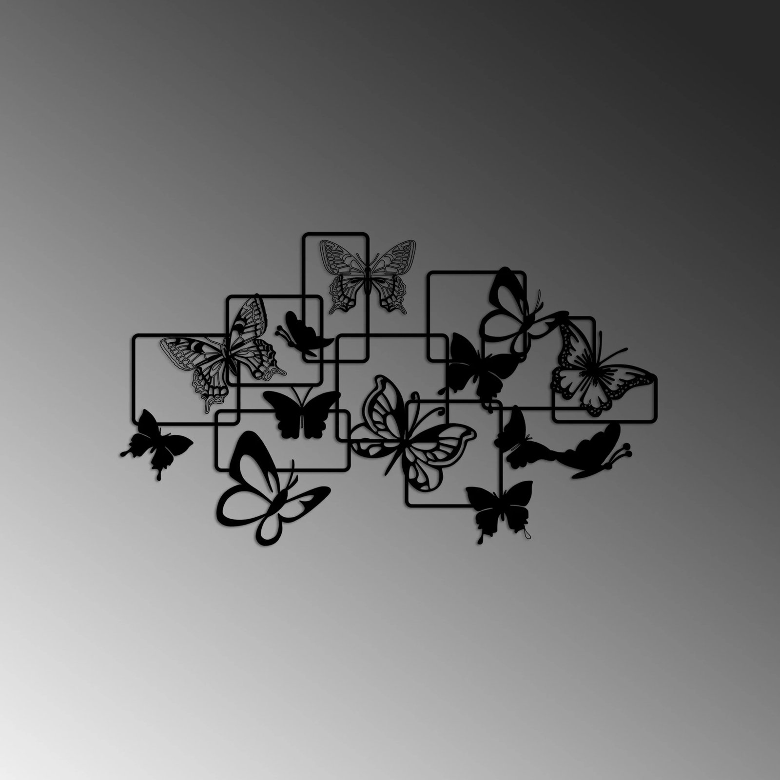 Aksesor dekorativ metalik për mur, flutura, Wallity, M