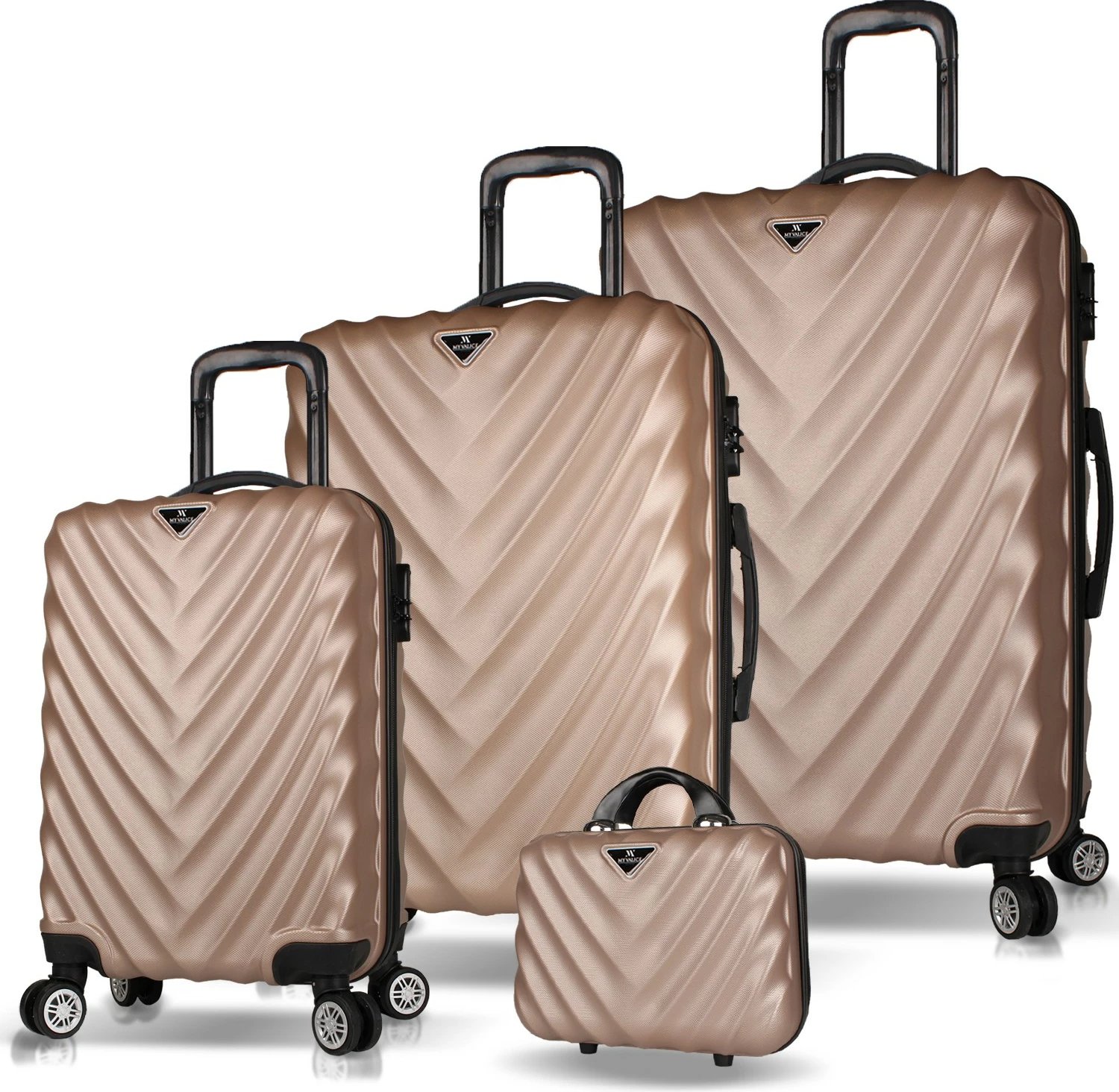 Set valixhesh (4 copë), ngjyrë ari, Zoozie Bags, 7231
