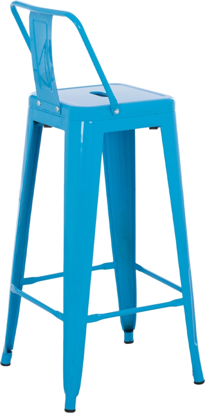 Karrige për bar metalike Melita me shpinë, ngjyrë blu, FH8643.08, 43x43x100 cm