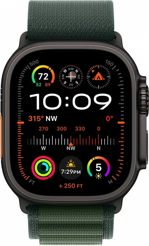 Rrip Alpine Apple Watch, 49 mm, S, ngjyrë e gjelbër e errët, elemente titan të zi