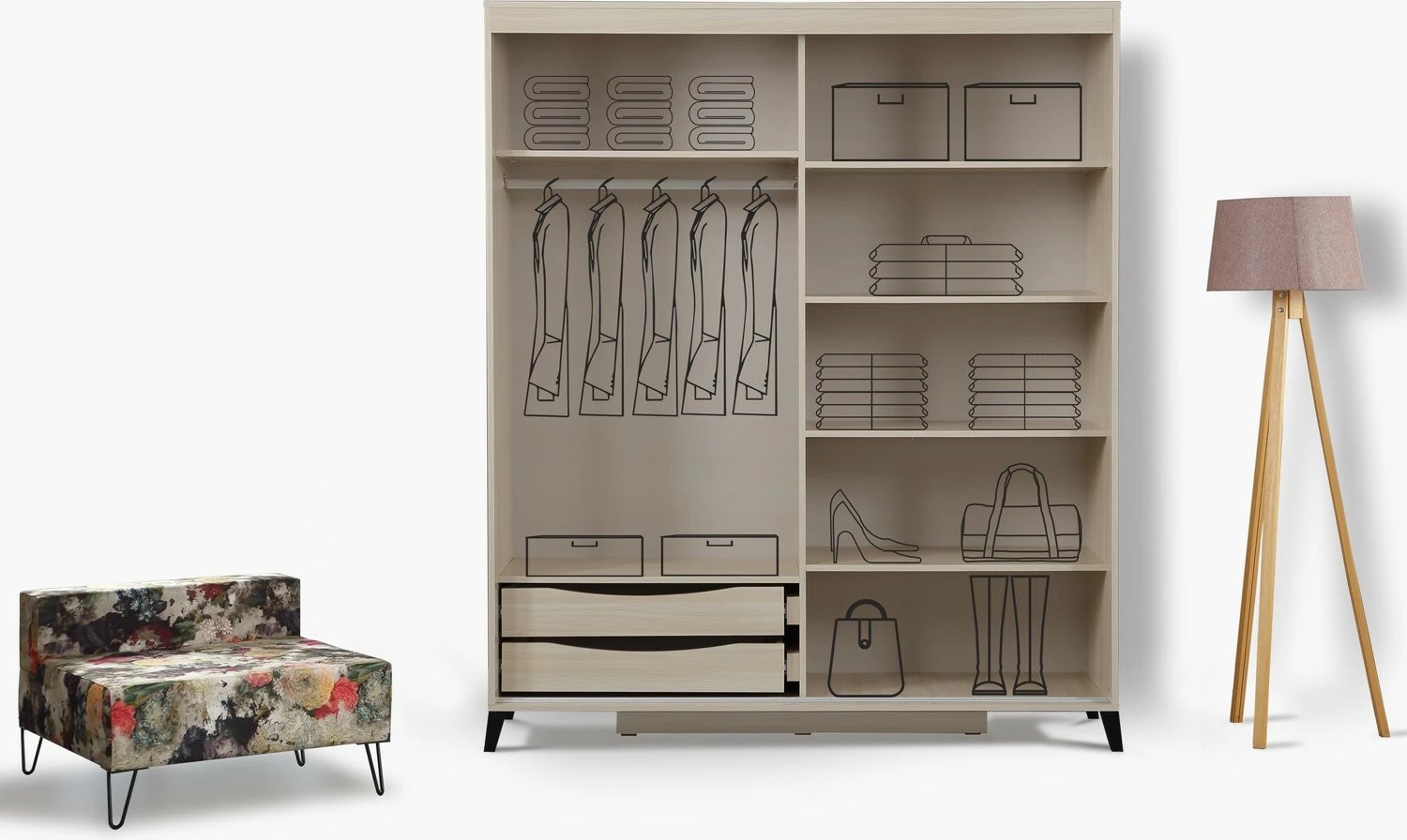 Dollap garderobe, ngjyrë lisi, Skye Decor, Pasific Home Fuga 180