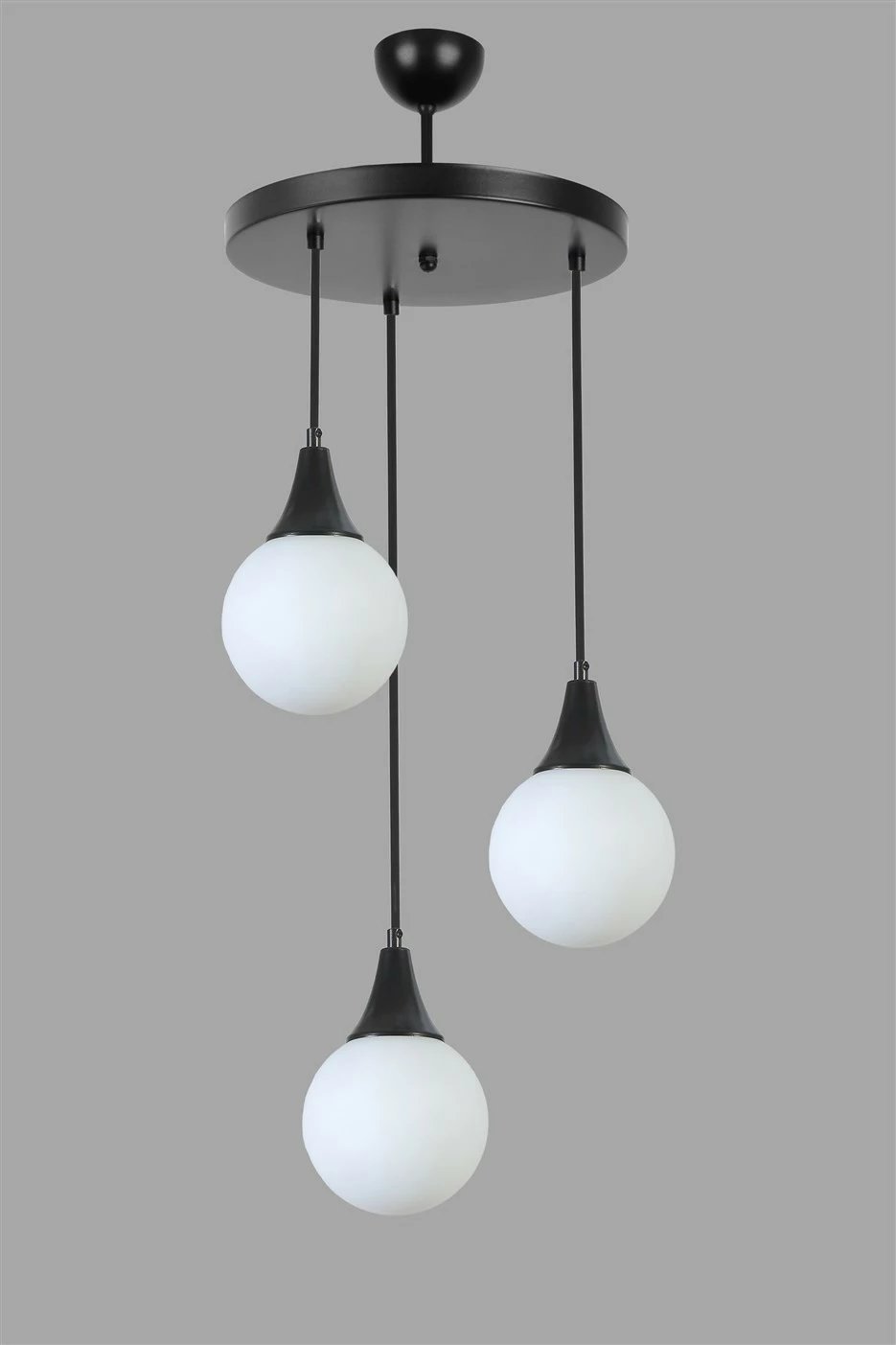 Llambadar Opviq, 8812-3, metal e xham, ngjyrë e zezë dhe e bardhë, lartësi e rregullueshme, D30x70cm