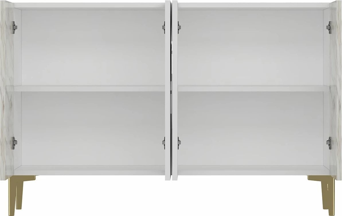 Konsolë Skye Decor, Afra KM120, e bardhë, mermer Ephesus, ari