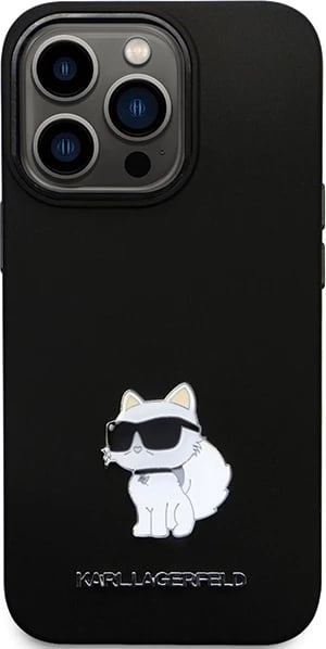 Mbështjellës Karl Lagerfeld KLHCP13LSMHCNPK për iPhone 13 Pro / 13, Silikon, Choupette, i zi