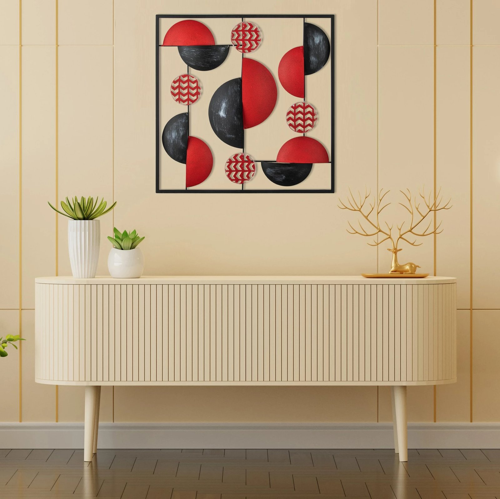 Aksesor dekorativ metalik për mur Wallity, Aurora - shumëngjyrësh, 55x5x55cm