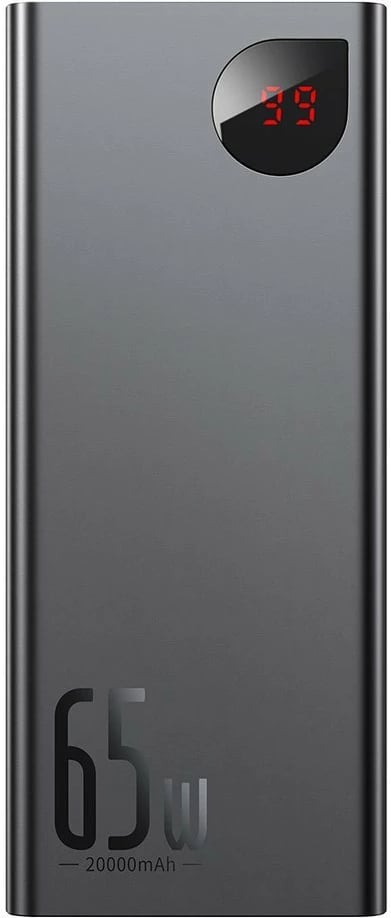 Powerbank Baseus Adaman PPIMDA-D01, 20000mAh, 65W, 2x USB-A, 1x USB-C, Ekran LCD, e zezë