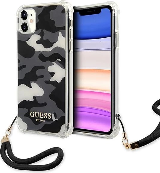 Mbështjellës Guess GUHCN61KSARBK për iPhone 11/XR, Camo Collection, i zi