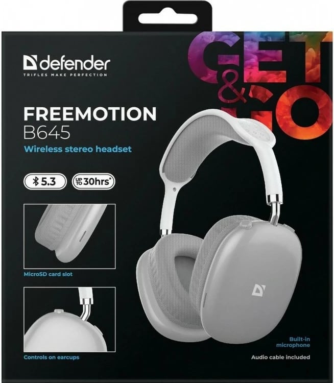 Kufje wireless Defender FreeMotion B645, Bluetooth 5.3, Mikrofon, Gri