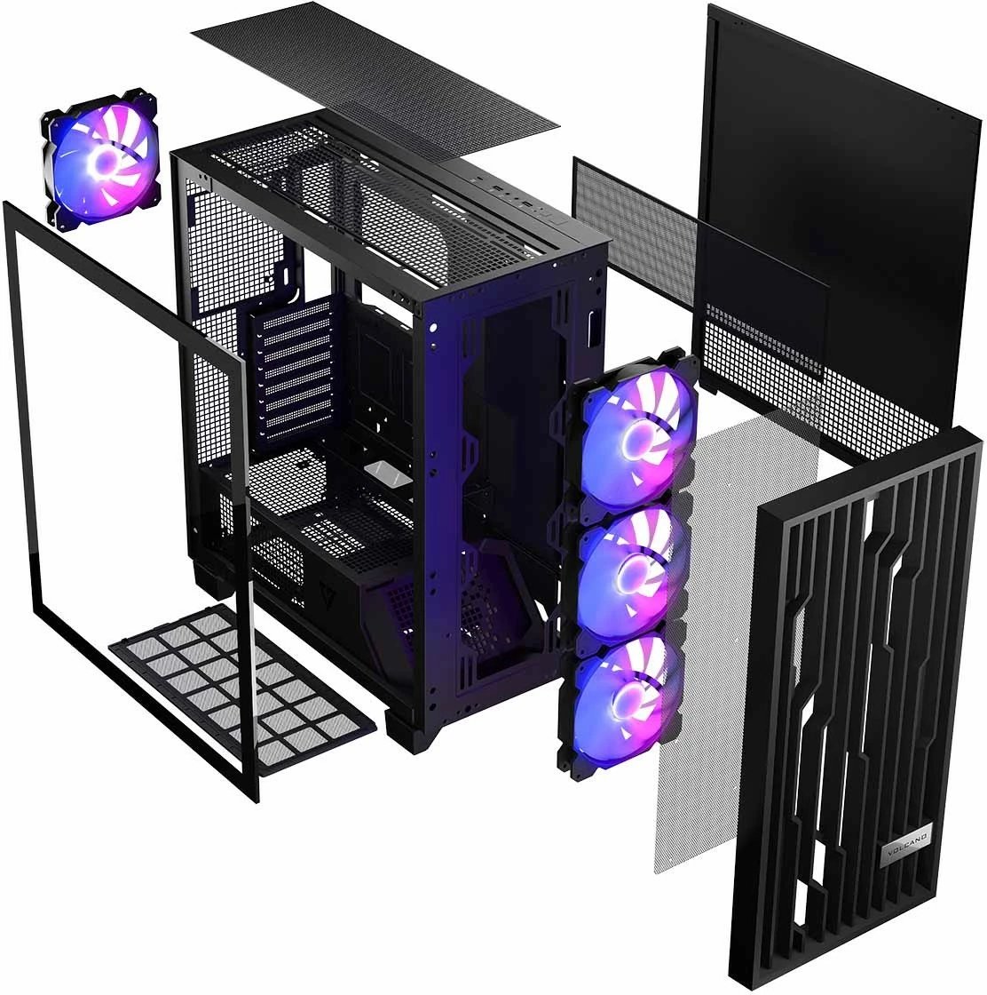 Kasë MODECOM Volcano Perun Apex ARGB Midi, e zezë