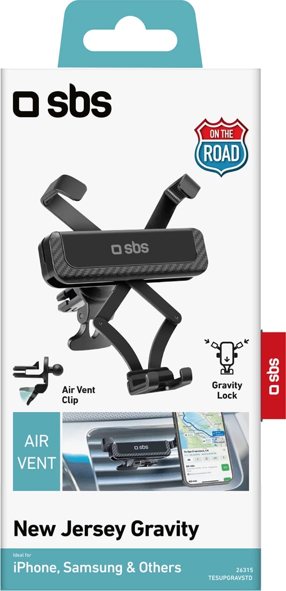 Mbështjellës telefoni për veturë SBS TESUPGRAVSTD, gravitet, për ajrosje, i zi