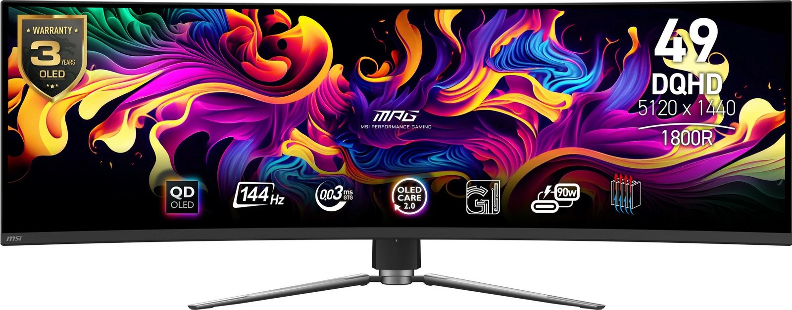 Monitor gaming MSI MPG 491CQPDE, 49 inç, QD-OLED, 144Hz, DQHD
