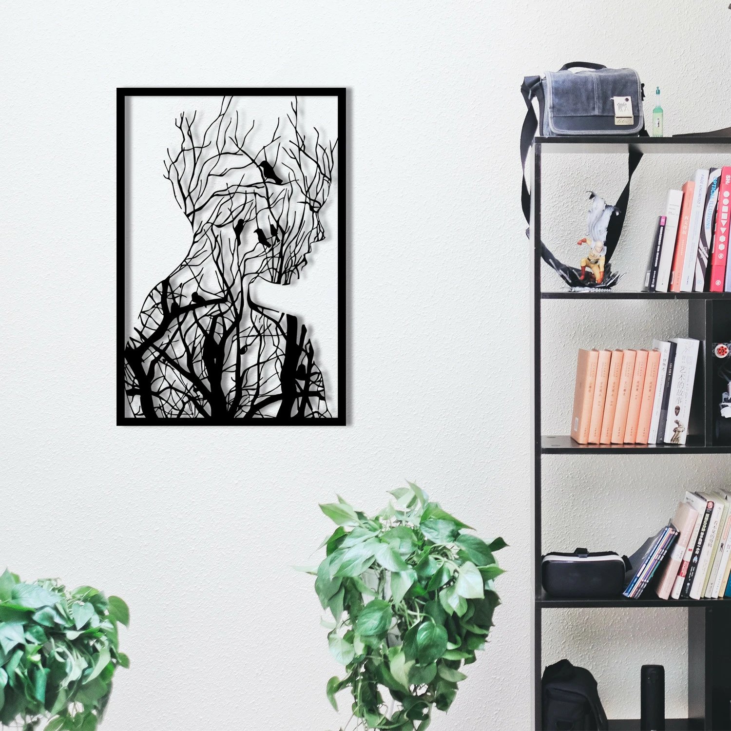 Aksesor dekorativ metalik për mur Wallity, Arakan, ngjyrë e zezë, 42x62cm