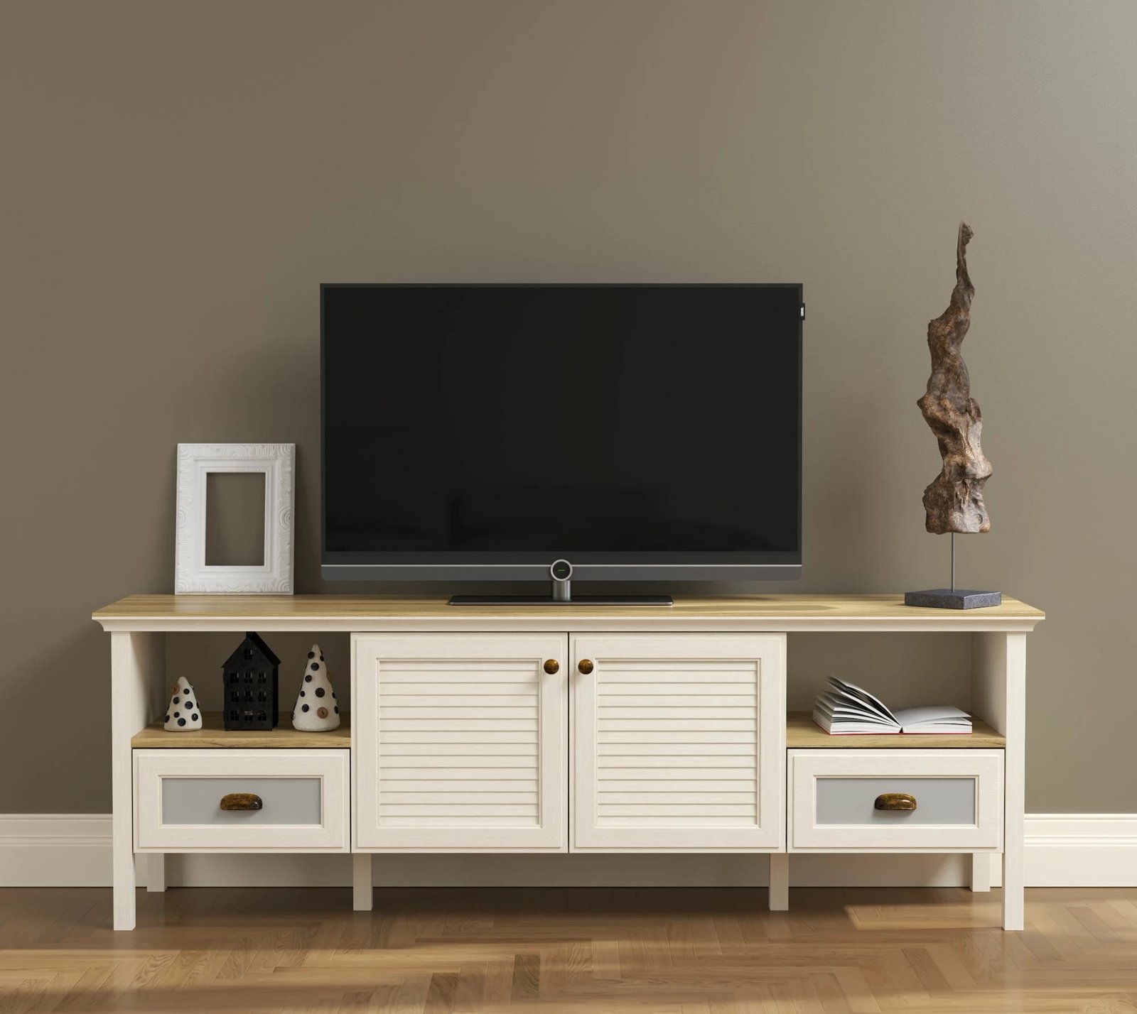 Komodë TV Skye Decor, krem, lis, gri, FRN-21025