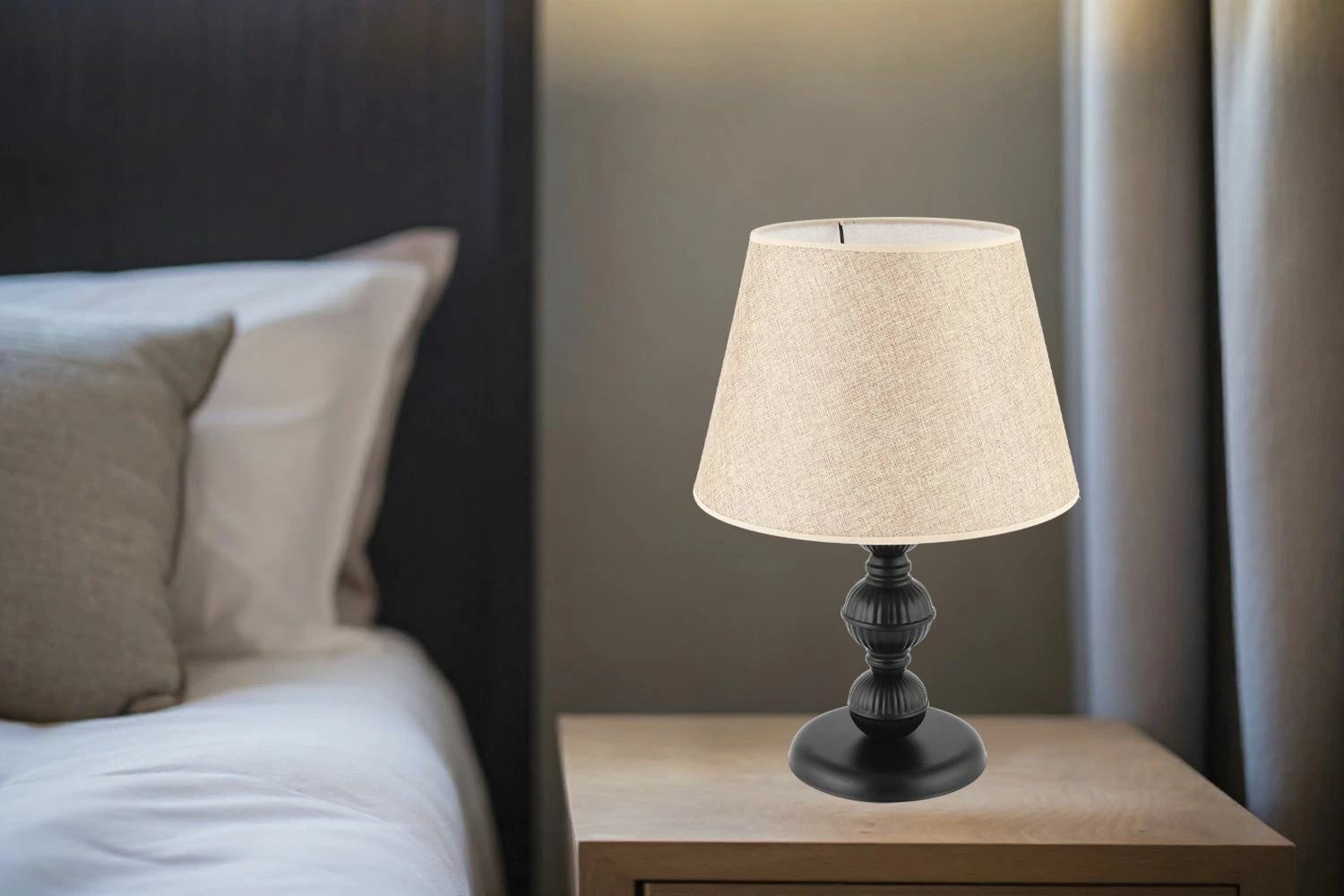 Llambë tavoline Opviq, bezhë, e zezë