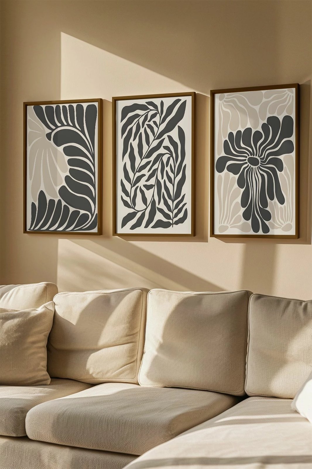 Set pikturash dekorative me kornizë (3 copë), Wallity, Artvmodel32-Kahve