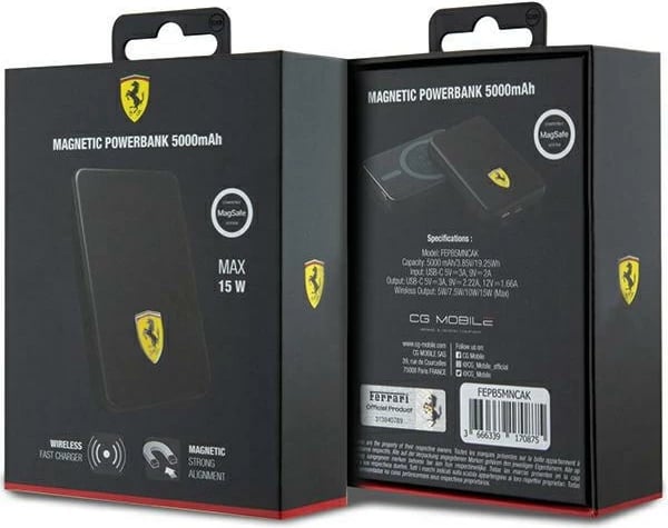 Powerbank Ferrari Metal Logo MagSafe 5000mAh, i zi