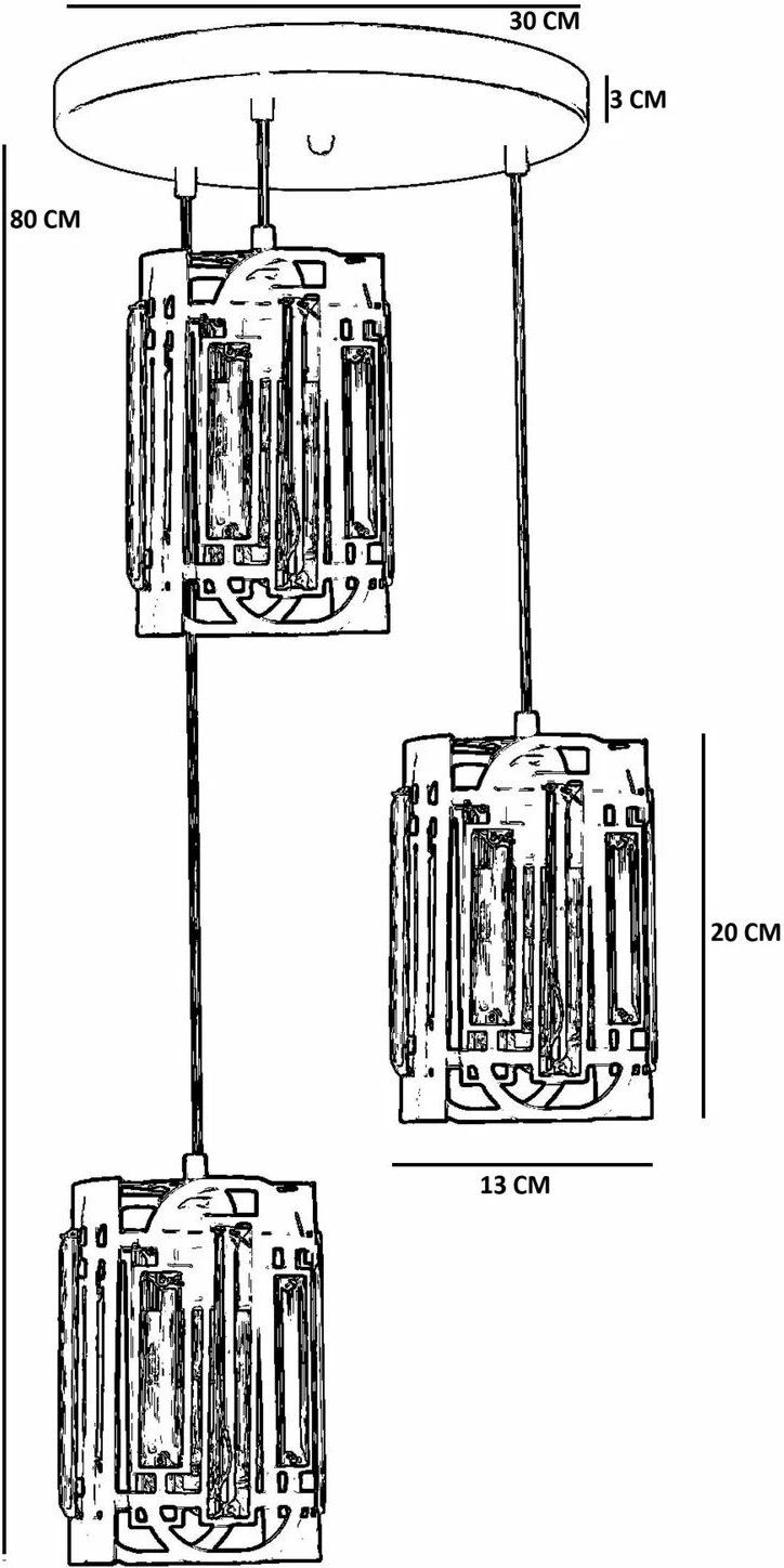 Llambë tavani Opviq, e zezë, 3 copa, 9044-3