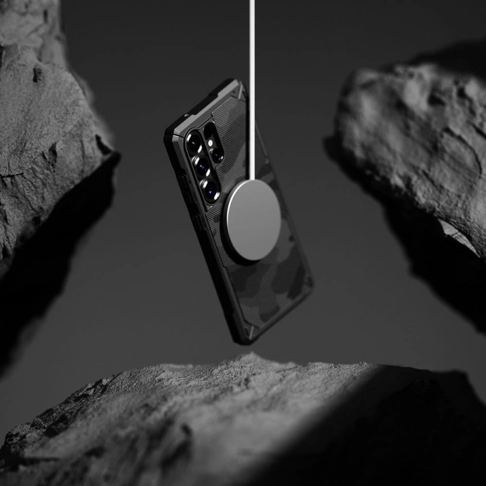 Mbështjellës Ringke Rugged Gear MagSafe për Samsung Galaxy S25 Ultra, Black Camo