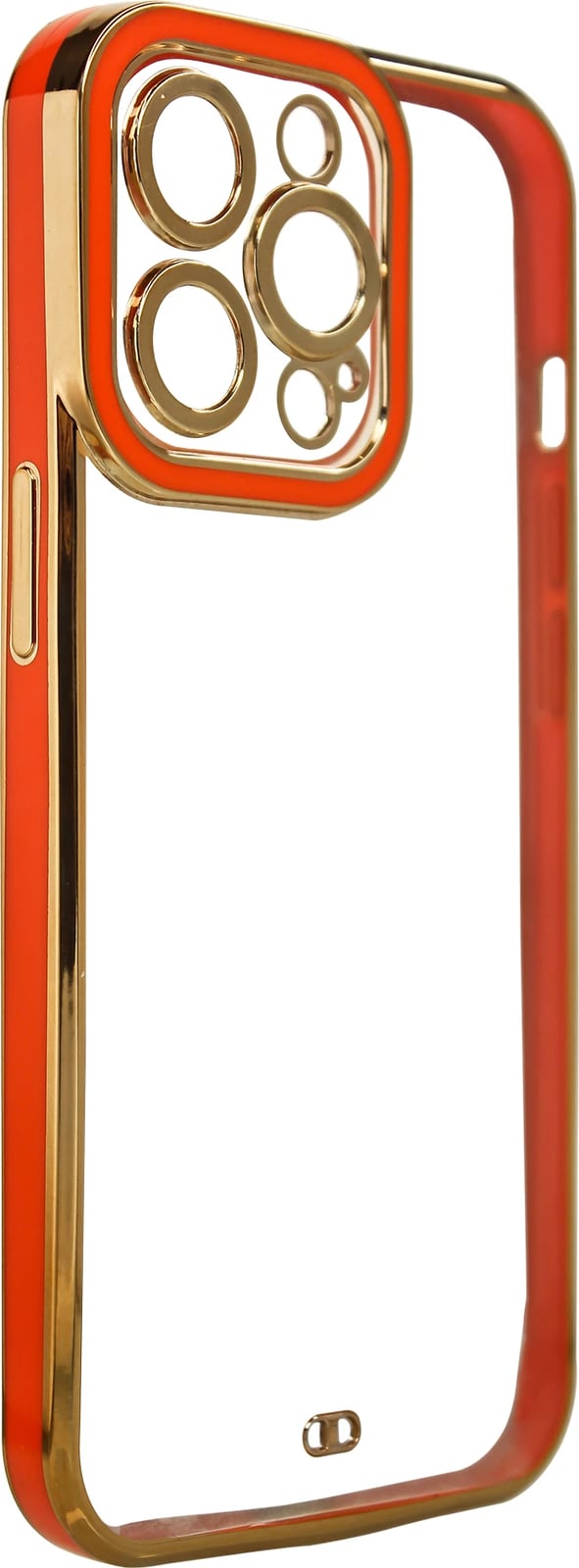 Mbështjellës Hurtel për iPhone 13 Pro Max, transparent me kornizë ari dhe të kuqe