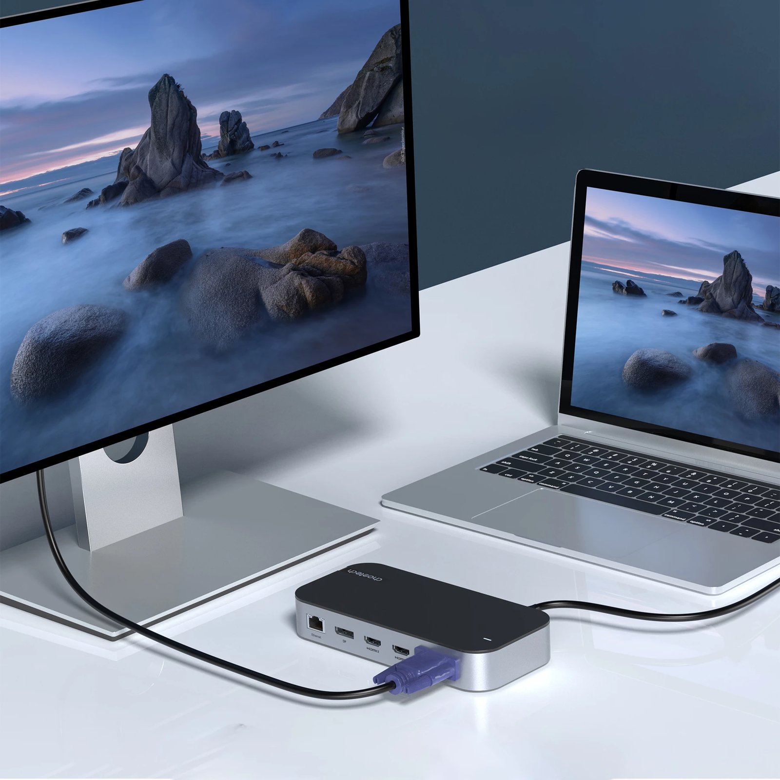 Kasë Choetech HUB-M52, USB-C, HDMI, VGA, DP, SD, RJ45, Gri