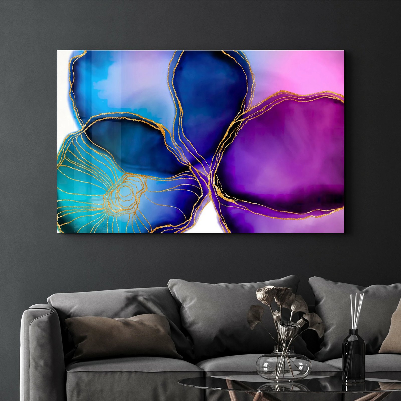 Pikturë dekorative prej xhami të temperuar, shumëngjyrëshe, CAM-2085, 46x72 cm