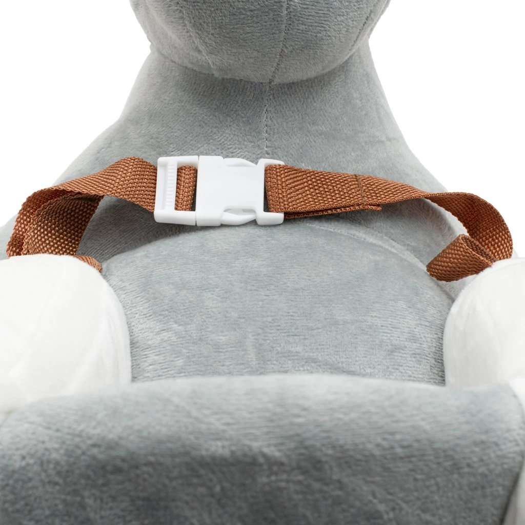 Lodër lëkundëse Baby Mix gomar me melodi, shina druri, rripa sigurie, deri 25 kg, 12m+, kafe