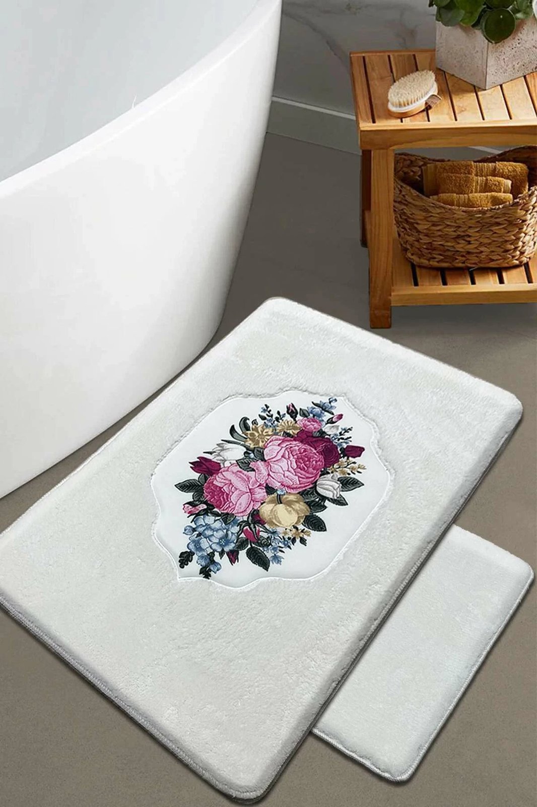 Set tapetash për banjo (2 copë), Mijolnir, Bella Rose, ngjyrë ecru Set tapetash për banjo (2 copë), Mijolnir, Bella Rose, ngjyrë ecru