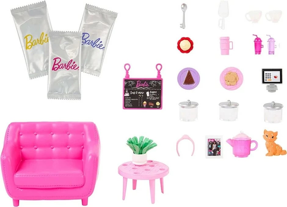 Seti i lojës për çaj për vajza Barbie, ngjyrë rozë e lehtë