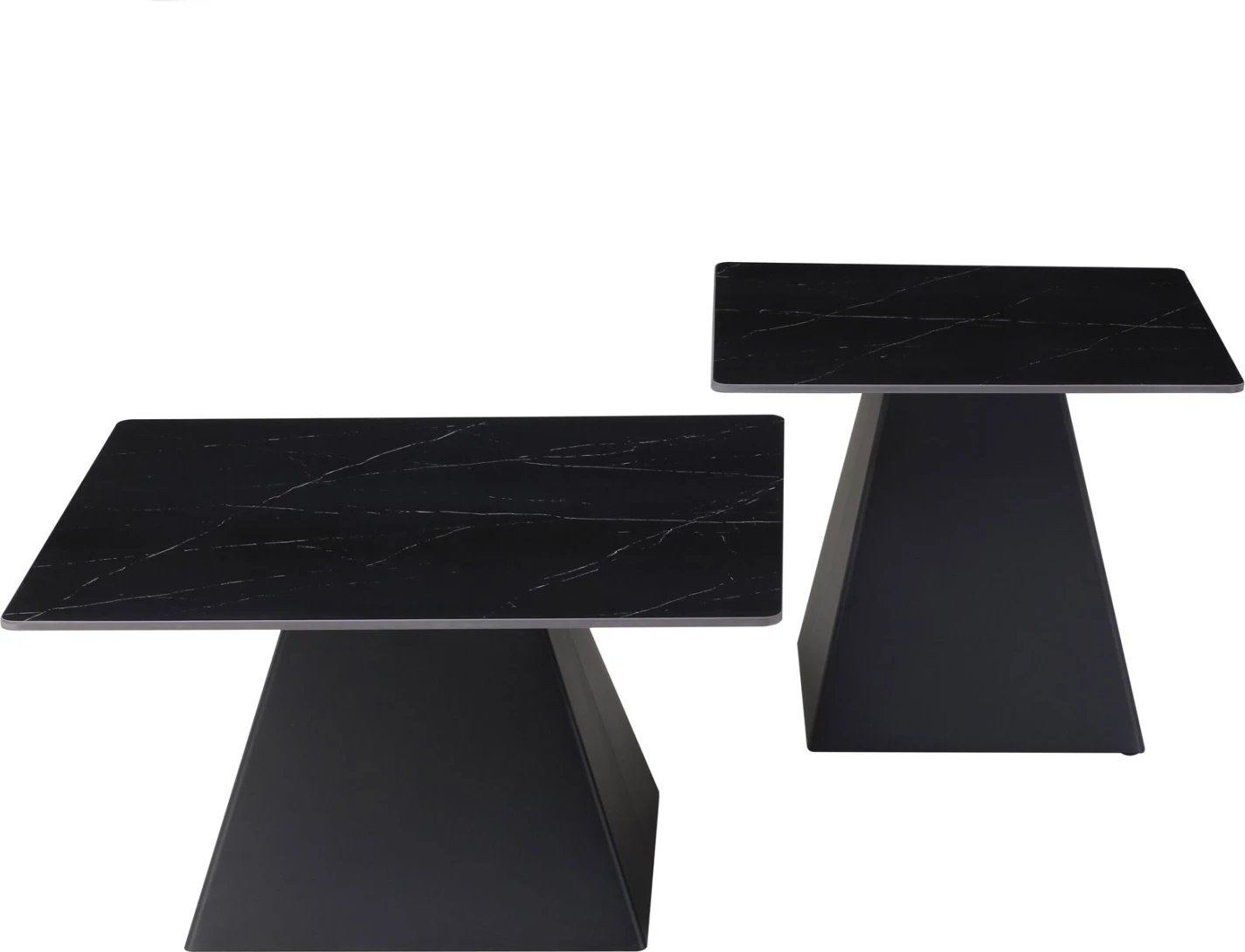 Set tavolinash kafeje QUBER, sipërfaqe qeramike, pamje mermeri të zi, katrore, FH18260.02