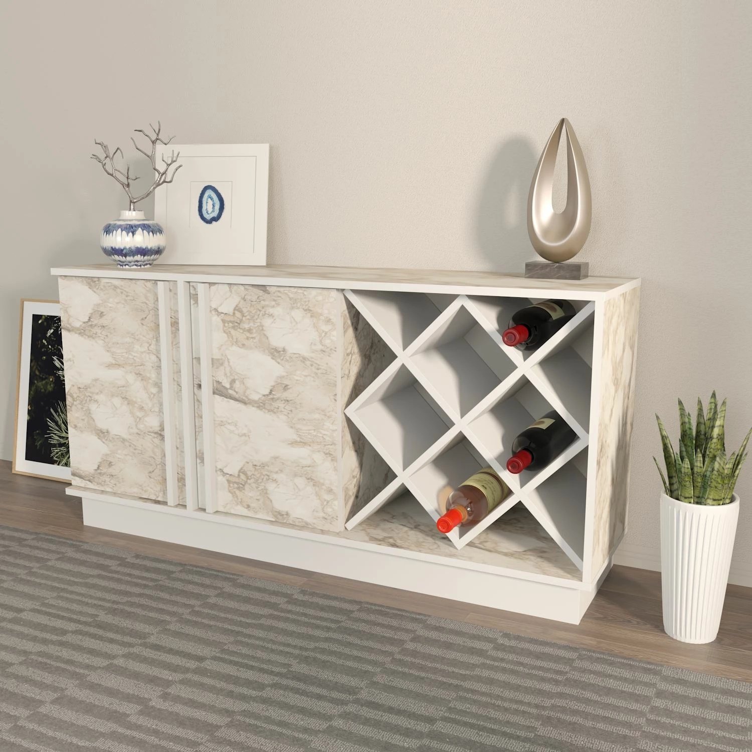 Komodë anësore Skye Decor, ngjyrë e bardhë, Ephesus