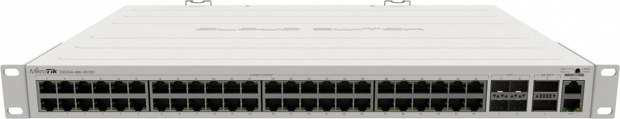 Switch rack Mikrotik CRS354-48G-4S+2Q+RM, 48 porte 1G, 4 porte SFP+, 2 porte QSFP+, i bardhë